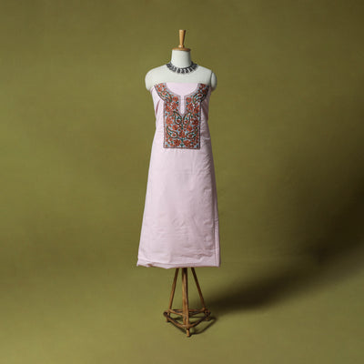 Pink - Hand Embroidered Cotton Kashida 2pc Unstitched Dress Material Kurta Set 34