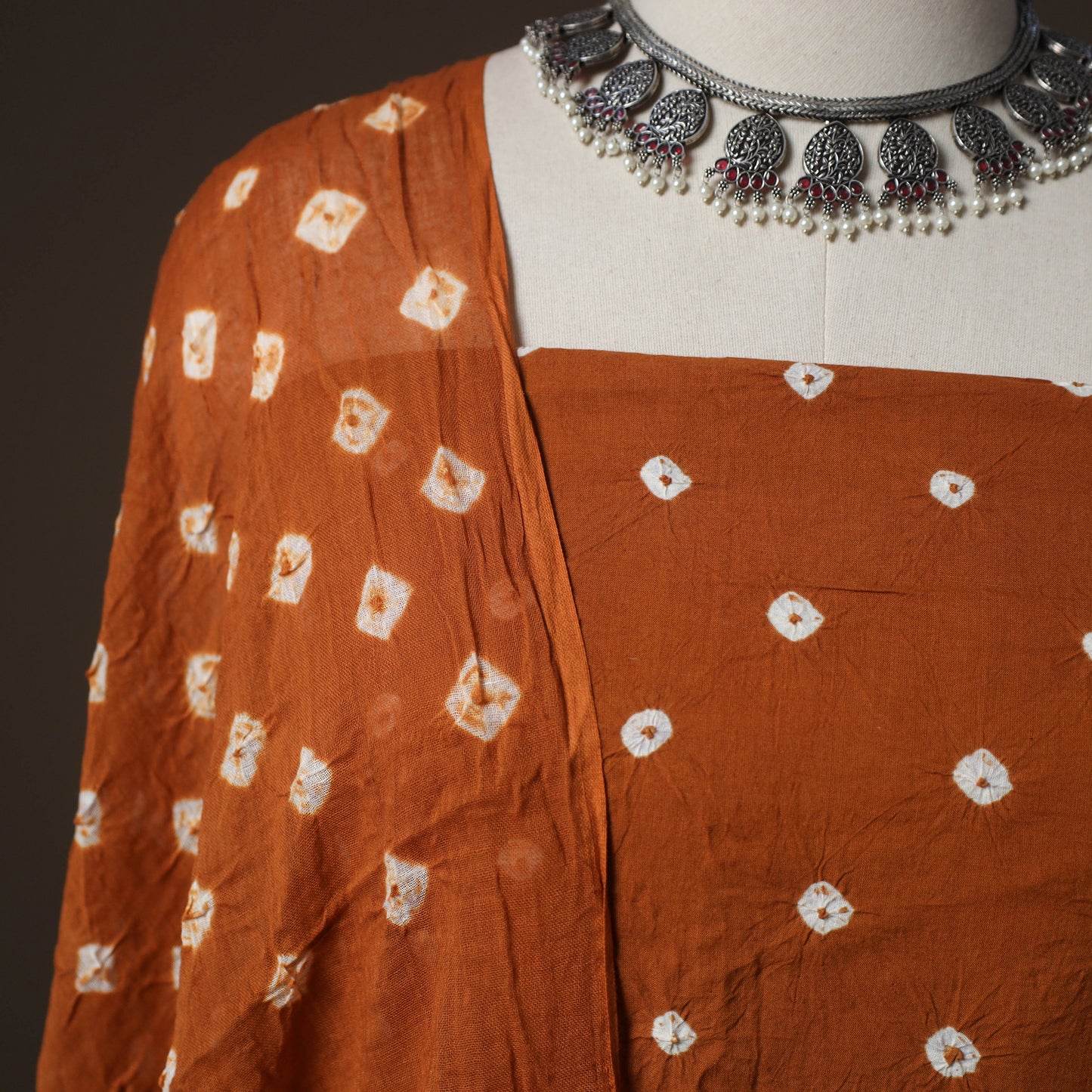 Kutch Bandhani Cotton 2pc Unstitched Dress Material Kurta Set 14