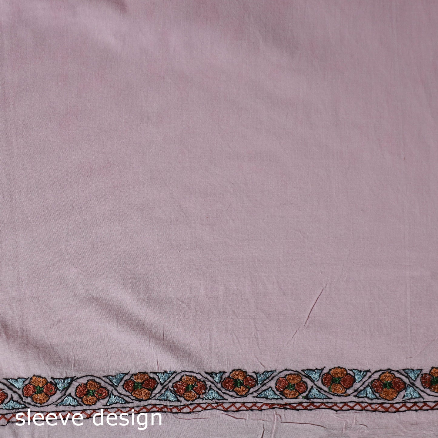 Pink - Hand Embroidered Cotton Kashida 2pc Unstitched Dress Material Kurta Set 34