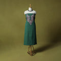 Green - Hand Embroidered Cotton Kashida 2pc Unstitched Dress Material Kurta Set 35