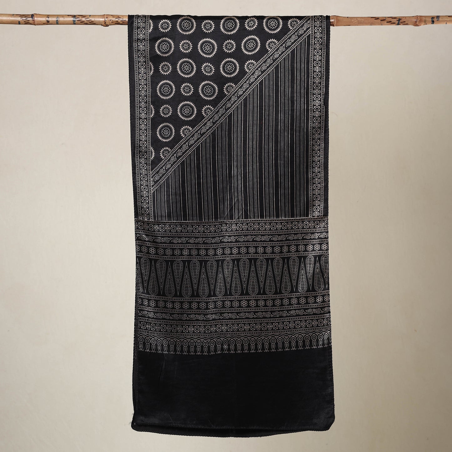 Ajrakh Printed Mashru Silk Stole