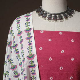 Kutch Bandhani Cotton 2pc Unstitched Dress Material Kurta Set 16
