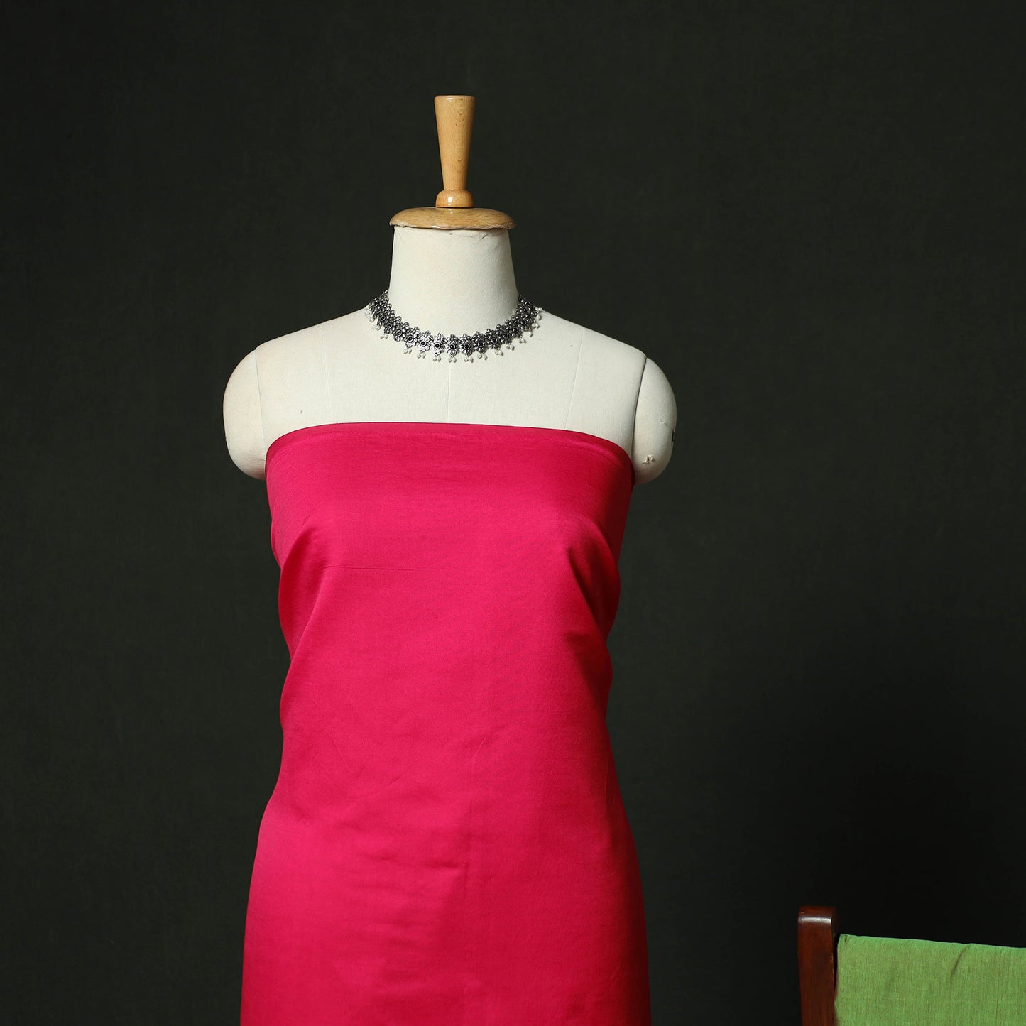 Pink - Pochampally Ikat Silk Cotton 3pc Unstitched Dress Material Suit Set 17