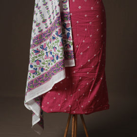Kutch Bandhani Cotton 2pc Unstitched Dress Material Kurta Set 16