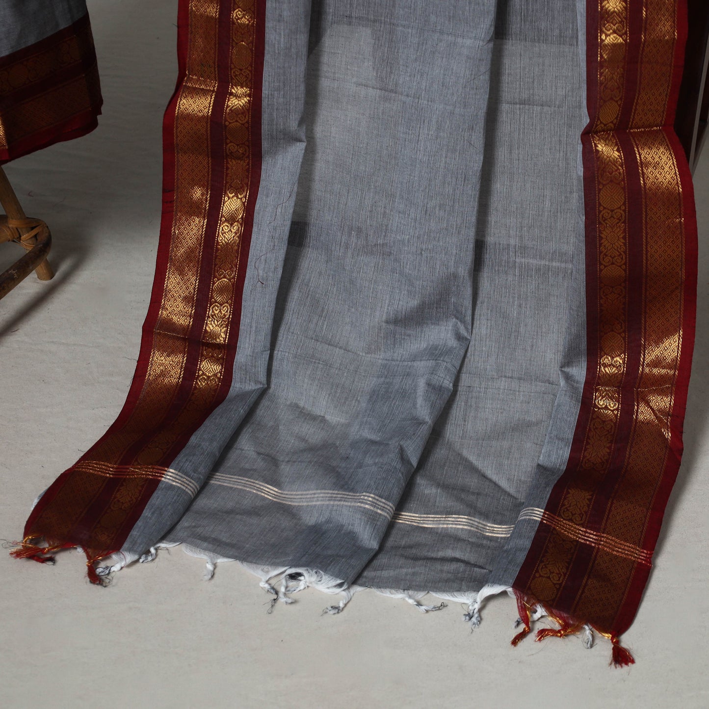 Grey - 2pc kandangi chettinad unstitched dress material