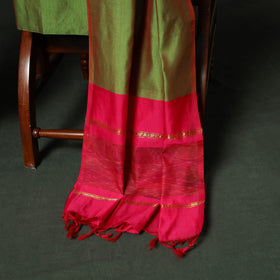 Pink - Pochampally Ikat Silk Cotton 3pc Unstitched Dress Material Suit Set 17