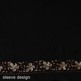 Black - Hand Embroidered Cotton Kashida 2pc Unstitched Dress Material Kurta Set 36