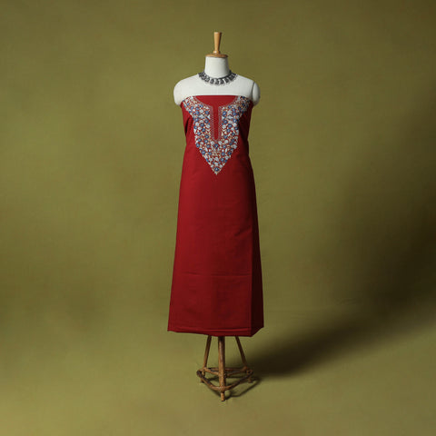 Hand Embroidered Cotton Kashida 2pc Unstitched Dress Material Kurta Set 37
