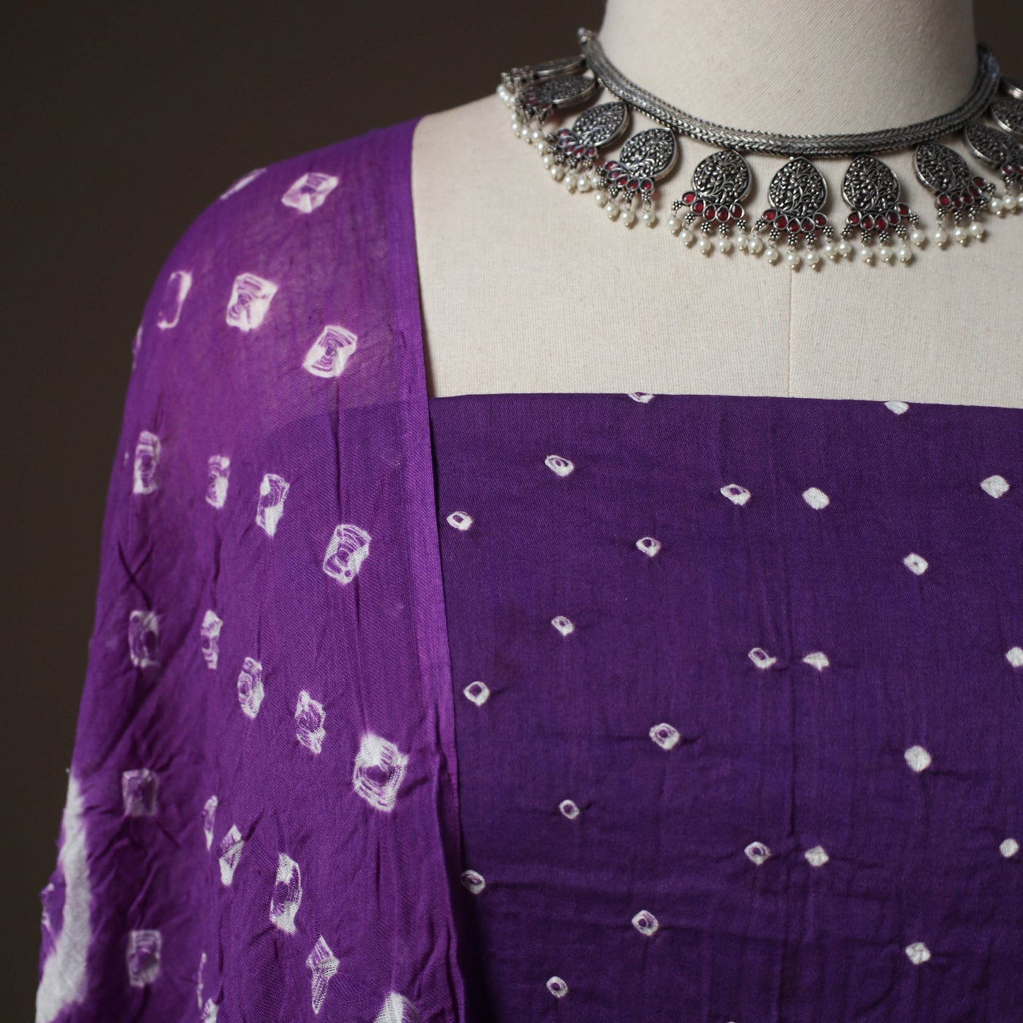 Kutch Bandhani Cotton 2pc Unstitched Dress Material Kurta Set 17
