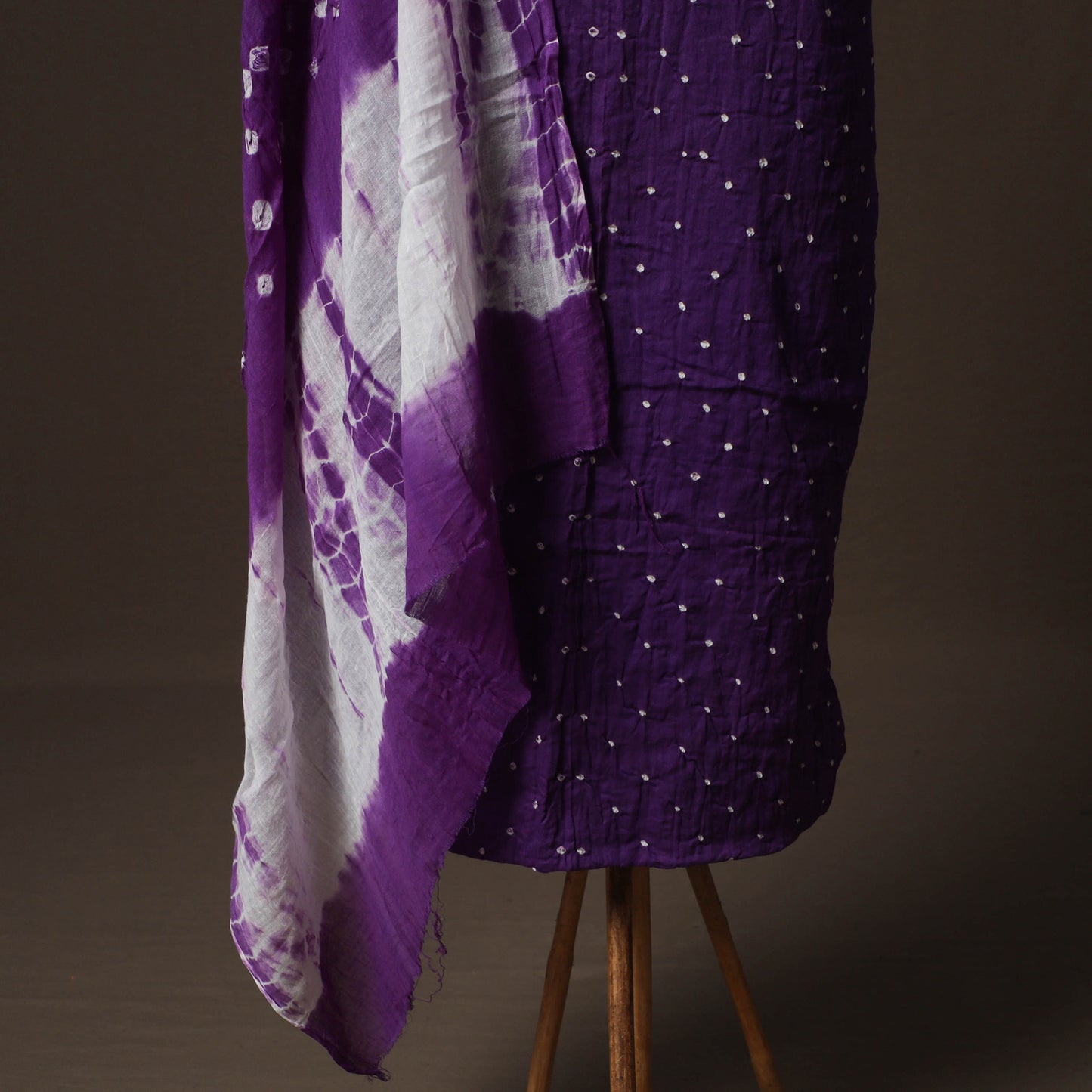 Kutch Bandhani Cotton 2pc Unstitched Dress Material Kurta Set 17