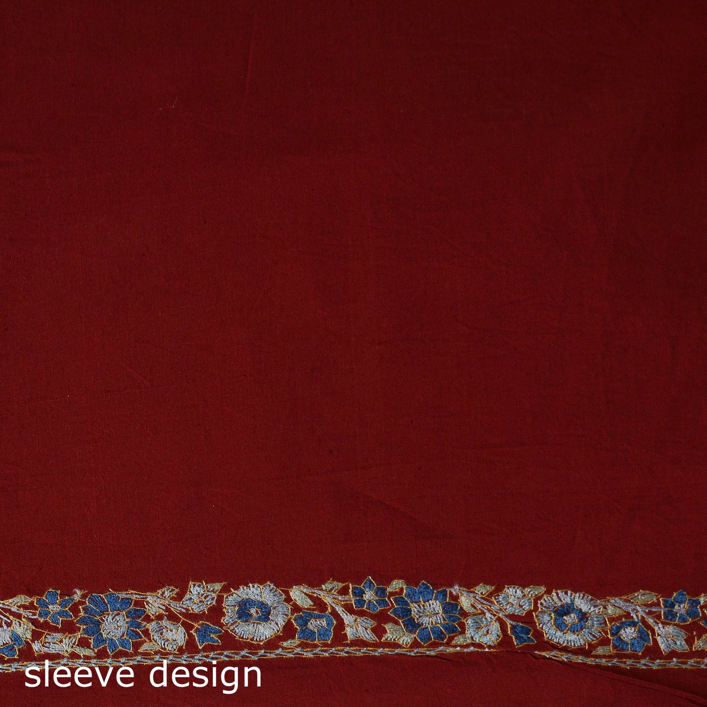 Red - Hand Embroidered Cotton Kashida 2pc Unstitched Dress Material Kurta Set 37