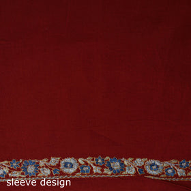 Red - Hand Embroidered Cotton Kashida 2pc Unstitched Dress Material Kurta Set 37