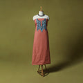 Peach - Hand Embroidered Cotton Kashida 2pc Unstitched Dress Material Kurta Set 38