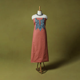 Peach - Hand Embroidered Cotton Kashida 2pc Unstitched Dress Material Kurta Set 38