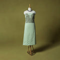 Green - Hand Embroidered Cotton Kashida 2pc Unstitched Dress Material Kurta Set 39