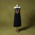 Black - Hand Embroidered Cotton Kashida 2pc Unstitched Dress Material Kurta Set 40