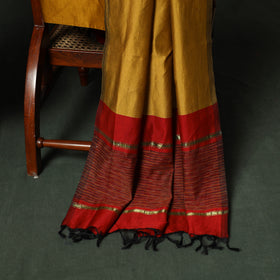 Red - Pochampally Ikat Silk Cotton 3pc Unstitched Dress Material Suit Set 21