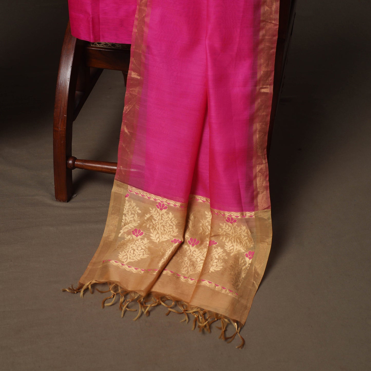 Beige - 3pc Handloom Silk Cotton Zari Work Unstitched Dress Material Suit Set 01