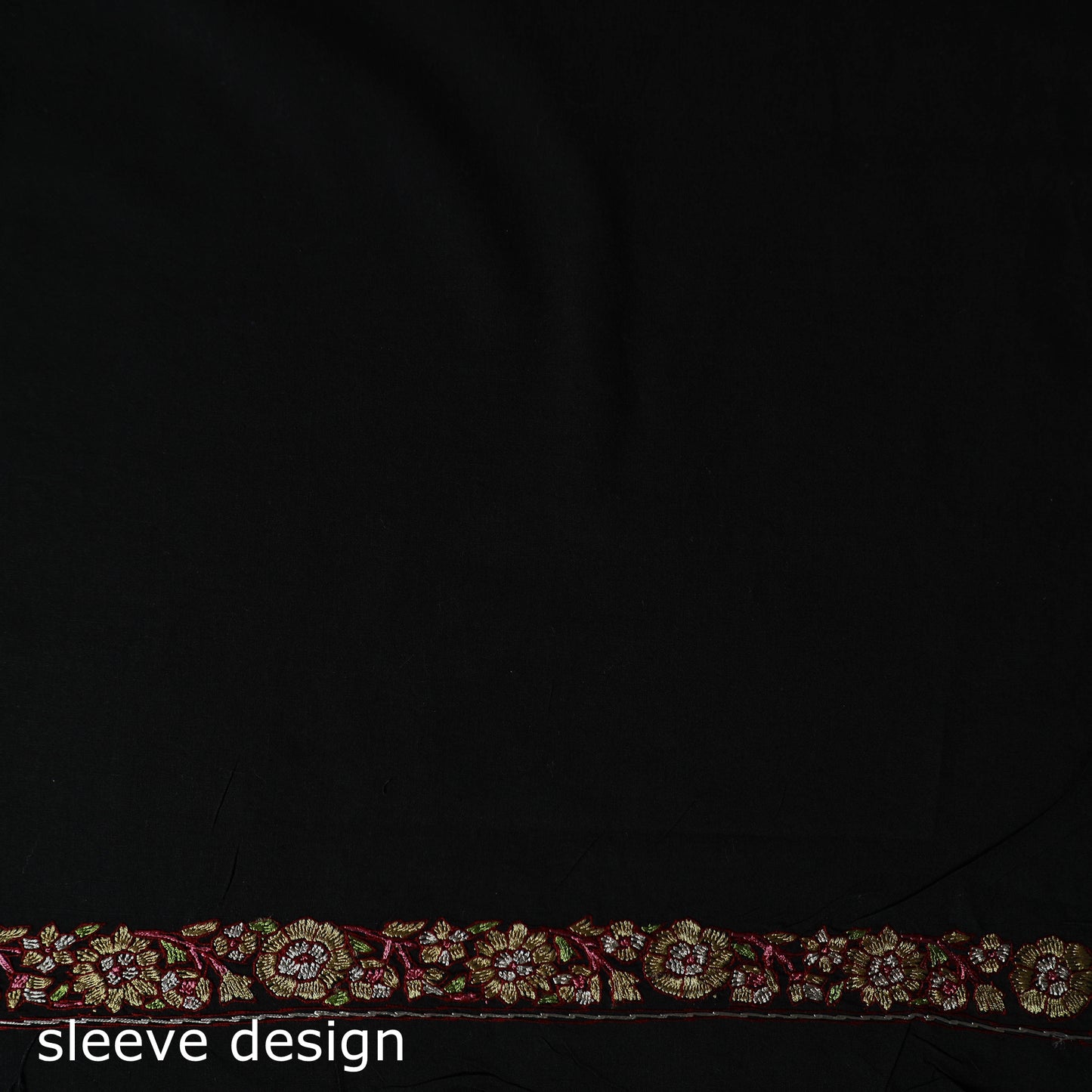 Black - Hand Embroidered Cotton Kashida 2pc Unstitched Dress Material Kurta Set 40