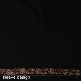 Black - Hand Embroidered Cotton Kashida 2pc Unstitched Dress Material Kurta Set 40