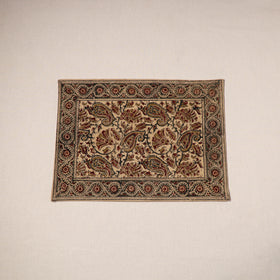 Beige - natural dyed pedana kalamkari cotton table mat 09