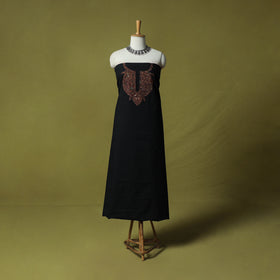 Black - Hand Embroidered Cotton Kashida 2pc Unstitched Dress Material Kurta Set 41