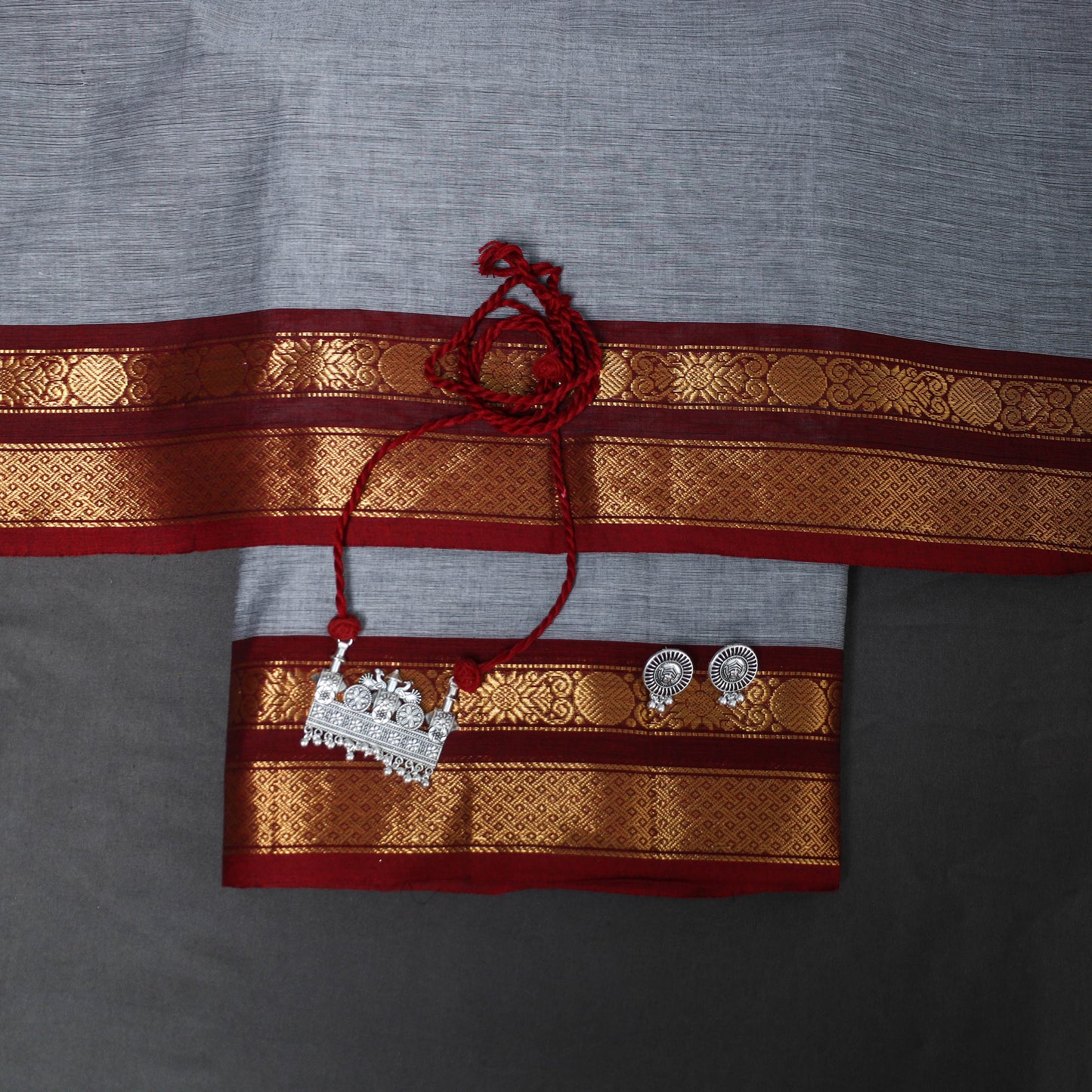 Grey - 2pc kandangi chettinad unstitched dress material