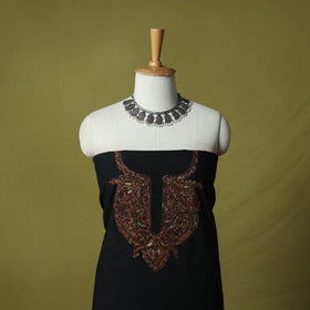 Black - Hand Embroidered Cotton Kashida 2pc Unstitched Dress Material Kurta Set 41