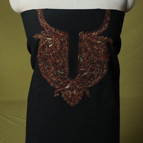 Black - Hand Embroidered Cotton Kashida 2pc Unstitched Dress Material Kurta Set 41
