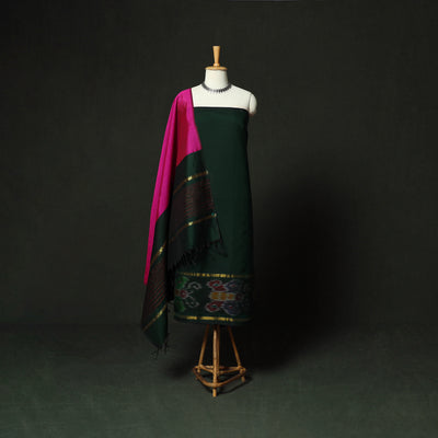 Pochampally Ikat Silk Cotton 3pc Unstitched Dress Material Suit Set 24
