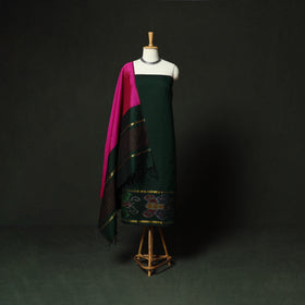 Pochampally Ikat Silk Cotton 3pc Unstitched Dress Material Suit Set 24