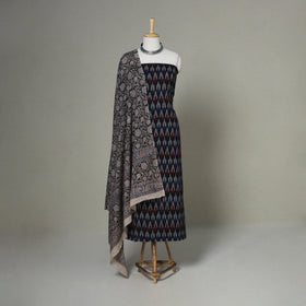 Black - 2pc unstitched cotton pochampally ikat dress