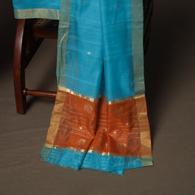 Orange - Chanderi Silk Handloom Zari Buti 3pc Unstitched Dress Material Suit Set 03