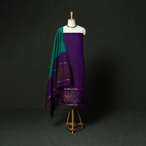 Pochampally Ikat Silk Cotton 3pc Unstitched Dress Material Suit Set 25