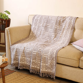 Brown Handloom Jaipur Block Print Cotton Sofa Throw