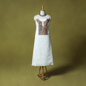 White - Hand Embroidered Cotton Kashida 2pc Unstitched Dress Material Kurta Set 43
