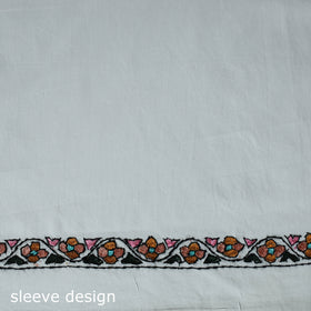 White - Hand Embroidered Cotton Kashida 2pc Unstitched Dress Material Kurta Set 43