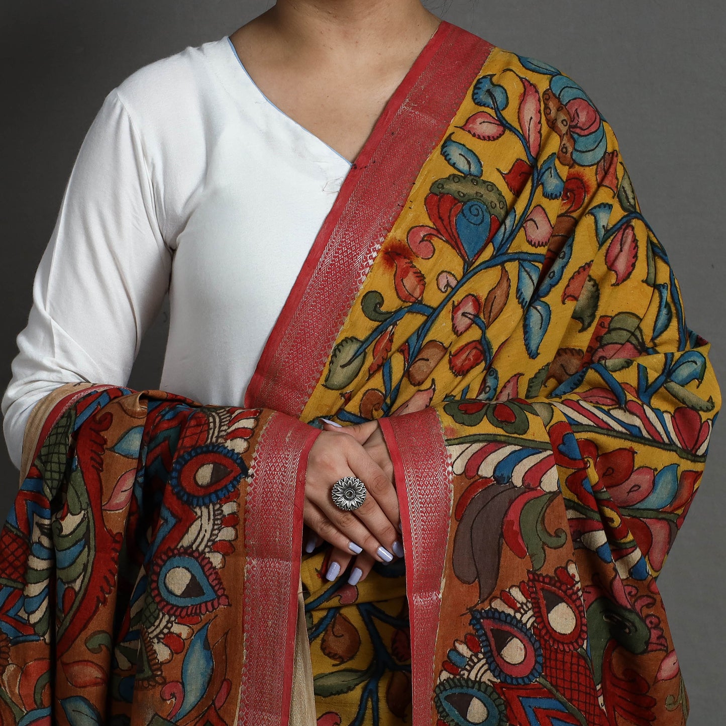 kalamkari handpainted dupatta