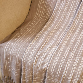Brown Handloom Jaipur Block Print Cotton Sofa Throw