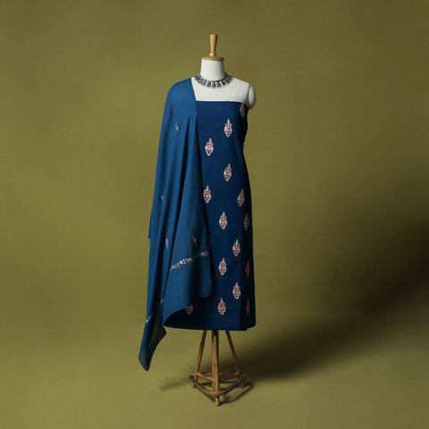 Hand Embroidered Cotton Kashida 3pc Unstitched Dress Material Suit Set 46