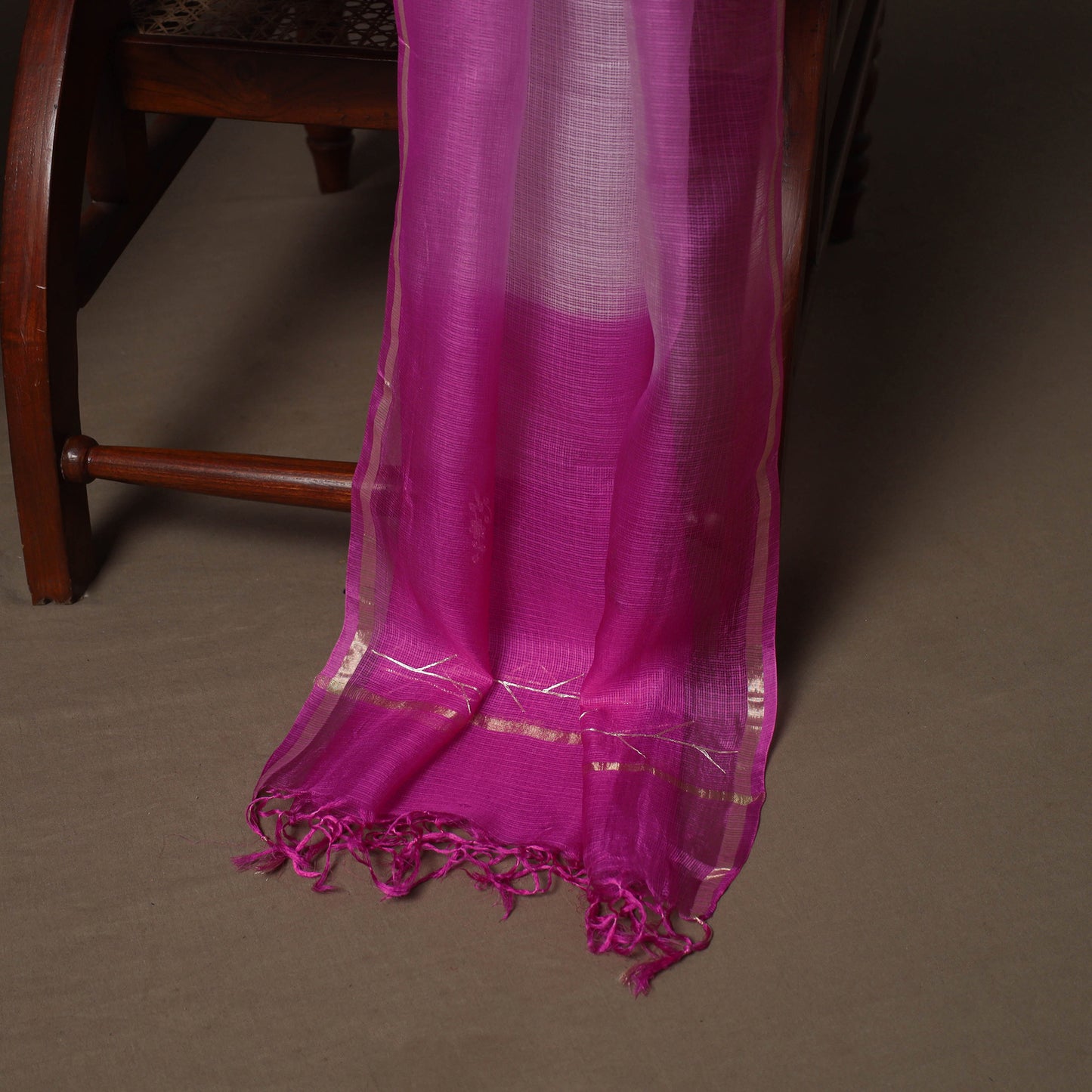 Purple - 3pc Pitta Work Kota Doria Silk Unstitched Dress Material Suit Set 02