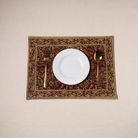 Maroon - natural dyed pedana kalamkari cotton table mat 17