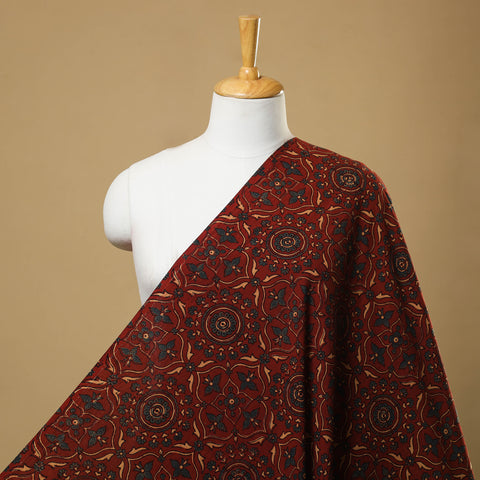 Red - Natural Dyed Cotton Ajrakh Print Fabric 27
