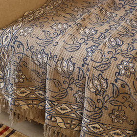 Brown Handloom Jaipur Block Print Cotton Sofa Throw