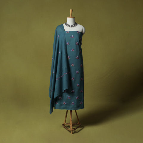 Hand Embroidered Cotton Kashida 3pc Unstitched Dress Material Suit Set 48