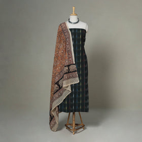 Black - 2pc handloom cotton unstitched pochampally ikat