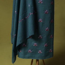 Blue - Hand Embroidered Cotton Kashida 3pc Unstitched Dress Material Suit Set 48