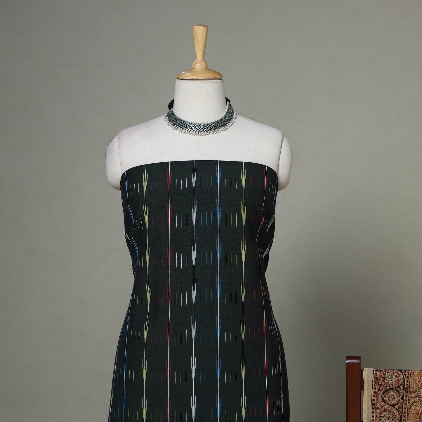 Black - 2pc handloom cotton unstitched pochampally ikat