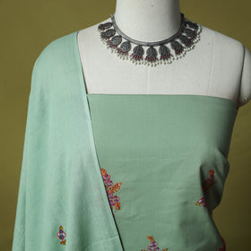 Hand Embroidered Cotton Kashida 3pc Unstitched Dress Material Suit Set 49