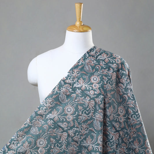 Green - Sanganeri Block Printed Cotton Fabric